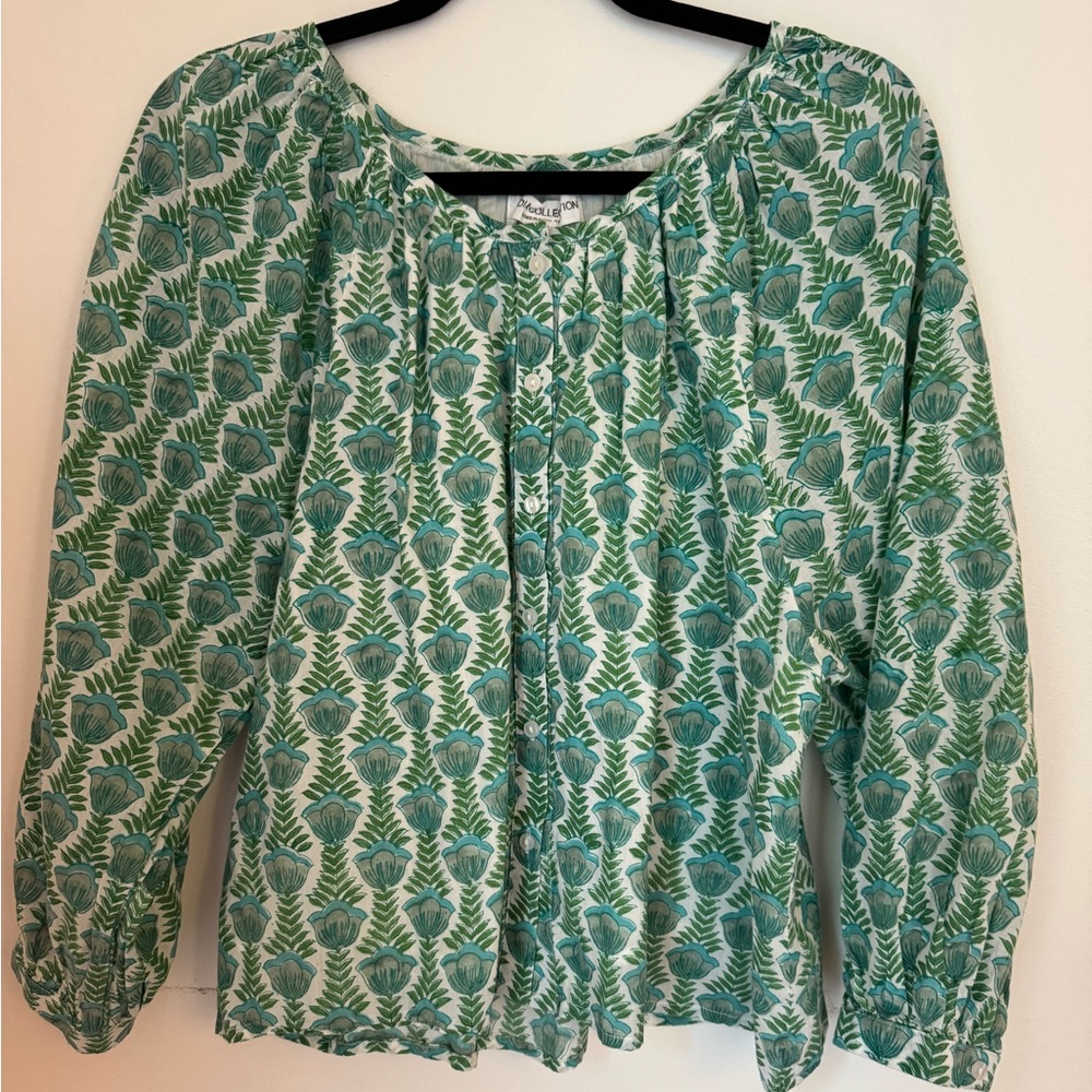 Emerson Fry India Collection Green Patterned Women's Top